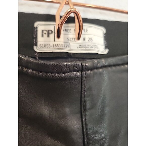 Free People Faux Leather Flared Pants Size 25 Women's Festival Boho Back Pockets - Picture 3 of 9